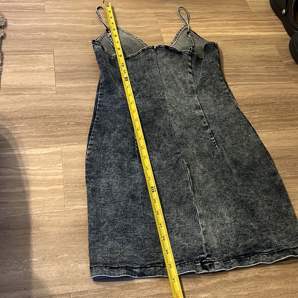 Denim Lace Front Mini Dress - Picture 9 of 12